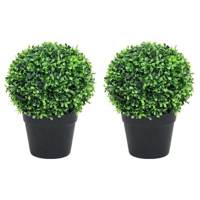 vidaXL Umelé krušpány v tvare gule 2 ks s črepníkmi zelené 37 cm
