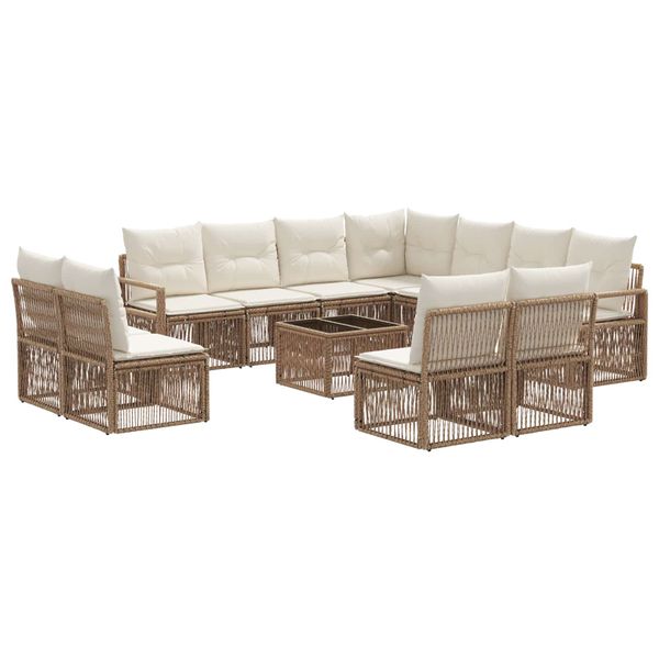 vidaXL Súprava záhradných pohoviek 12 pcs Béžová polyratan