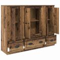 vidaXL Highboard 3 ks Staré drevo 132 x 35,5 x 103,5 cm