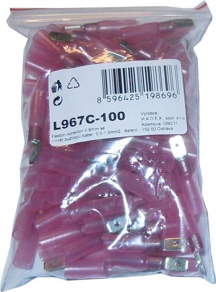 Faston-konektor 4,8mm so smršťovacou bužirkou, kábel 0,5-1,5mm2, balenie 100ks
