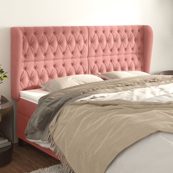 vidaXL Čelo postele so záhybmi ružový 183x23x118/128 cm zamat