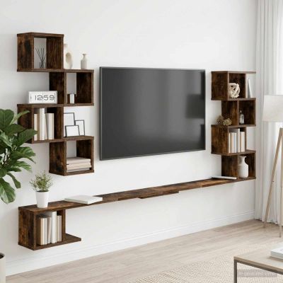 vidaXL Nástenná polica na TV Dymový dub 160 x 15 x 94 cm