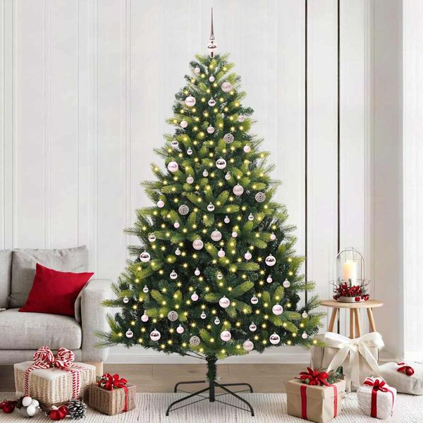 vidaXL Umelý skladací vianočný stromček 300 LED diód Zelená 240 cm