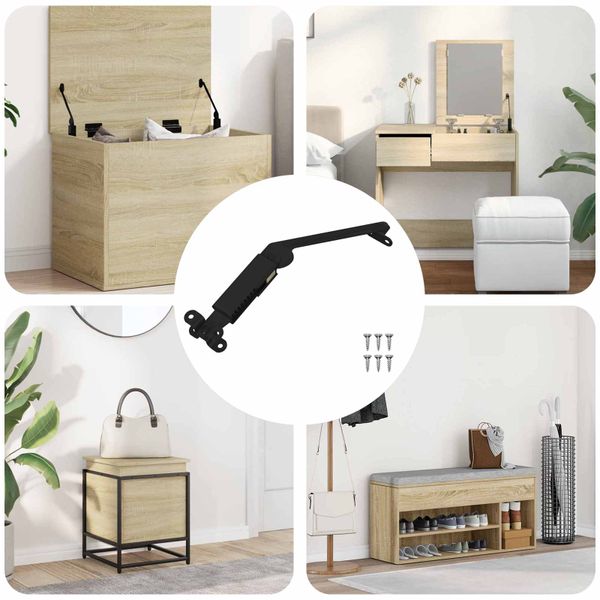 vidaXL Hinge na podporu viečka 12 pcs Čierna 192 x 32 x 50 mm Oceľ