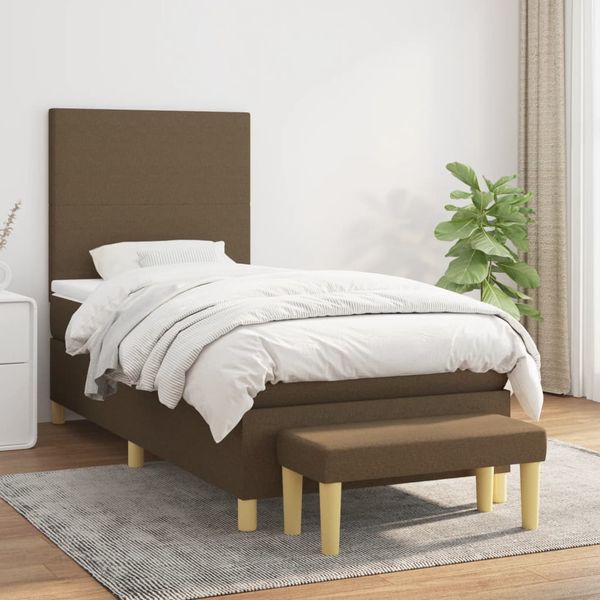 vidaXL Boxspring posteľ s matracom tmavohnedá 90x190 cm látka