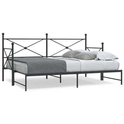 vidaXL Váľanda s kolíkom bez matraca Čierna 90x190 cm Oceľ