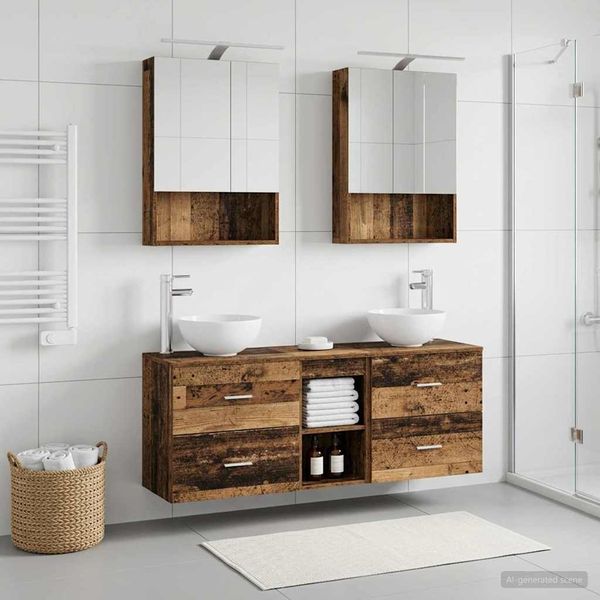 vidaXL Set kabinetov do kúpeľne 5 pcs Staré drevo 50 x 14,5 x 70 cm