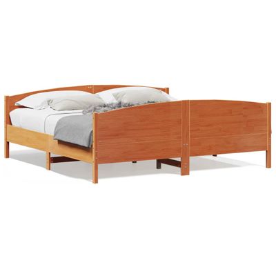 vidaXL Posteľný rám s čelom voskovo hnedý 200x200 cm borovicový masív
