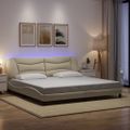 vidaXL Rám postele s LED bez matraca Hvar krémový 200x200 cm látka