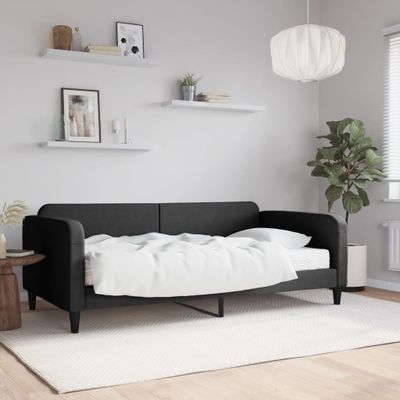 vidaXL Denná posteľ s matracom čierna 100x200 cm látka