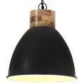 vidaXL Industriálna závesná lampa čierna železo a masívne drevo 46 cm E27