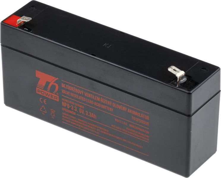 Akumulátor T6 Power NP6-3.3, 6V, 3,3 Ah, F1
