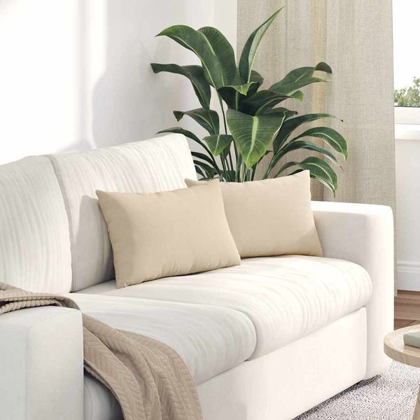 vidaXL Vankúše na pohovku 2 pcs Krémová 50 x 30 cm látka