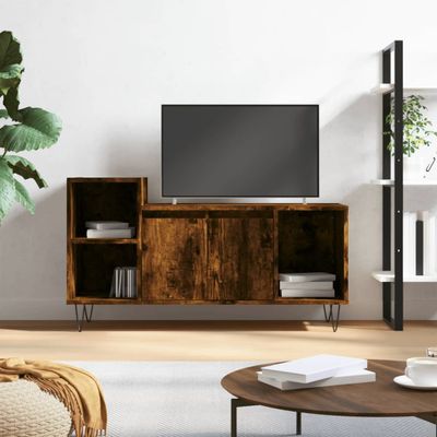 vidaXL TV skrinka dymový dub 100x35x55 cm spracované drevo