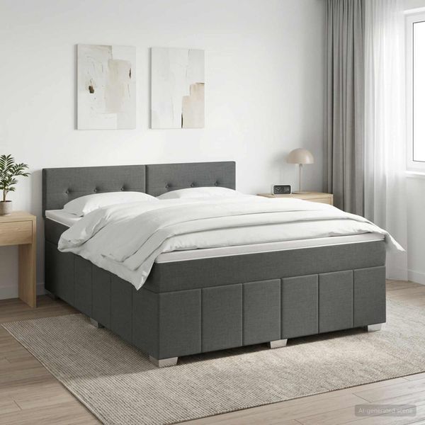 vidaXL Posteľ boxspring s matracom Tmavosivá 140 x 200 cm Látka