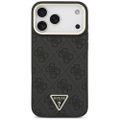 Puzdro Guess Magsafe 4G PU Leather s trojuholníkovým logom a zlatým kovovým rámom fotoaparátu pre iPhone 17 Pro Max hnedé