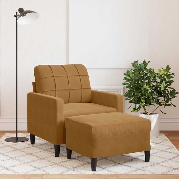 vidaXL Kreslo s podnožkou hnedé 60 cm zamat