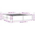 vidaXL Posteľný rám dymový dub 180x200 cm kompozitné drevo a kov