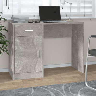 vidaXL Stolík so zásuvkou a skrinkou sivý 100x40x73 cm spracov. drevo
