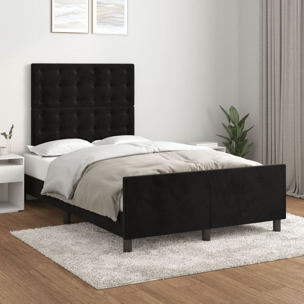 vidaXL Posteľ bez matraca čierna 120x200 cm zamat