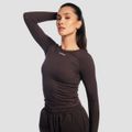 Dámske tričko s dlhým rukávom Aura Tee Brown - GymBeam, veľkosť L