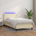 vidaXL Boxspring posteľ s matracom a LED krémová 100x200 cm umelá koža