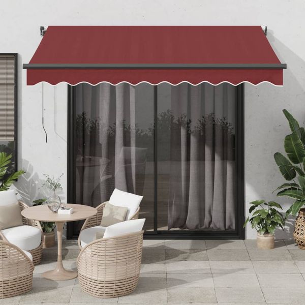 vidaXL Ručne zaťahovacia markíza vínová 300x250 cm