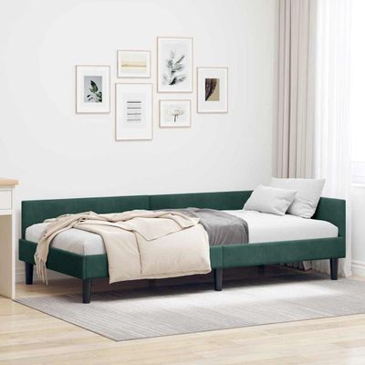 vidaXL Rohový rám postele Tmavozelená 80 cm x 200 cm Zamat