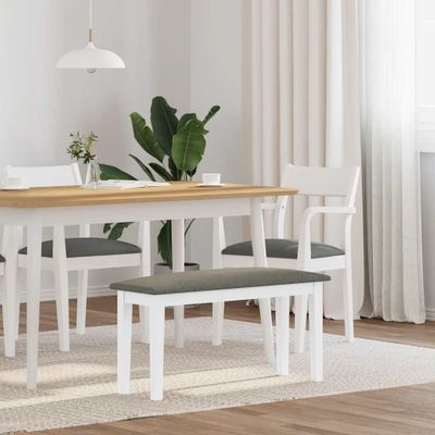 vidaXL Lavica 90 cm Biela masívna drevená guma