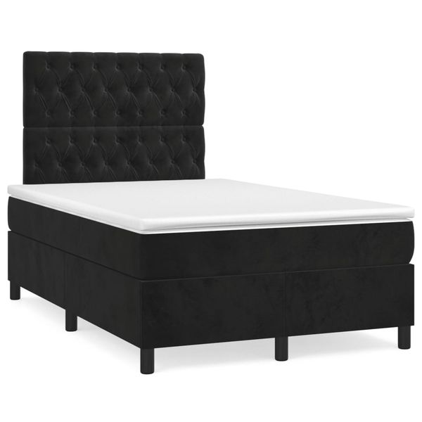 vidaXL Boxspring posteľ s matracom a LED, čierna 120x190 cm, zamat
