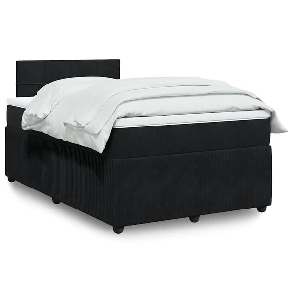 vidaXL Posteľný rám boxspring s matracom čierny 120x200 cm zamat