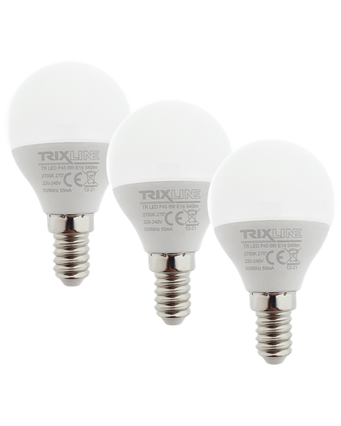 LED žiarovka Trixline 6W P45 E14 teplá biela 3 PACK