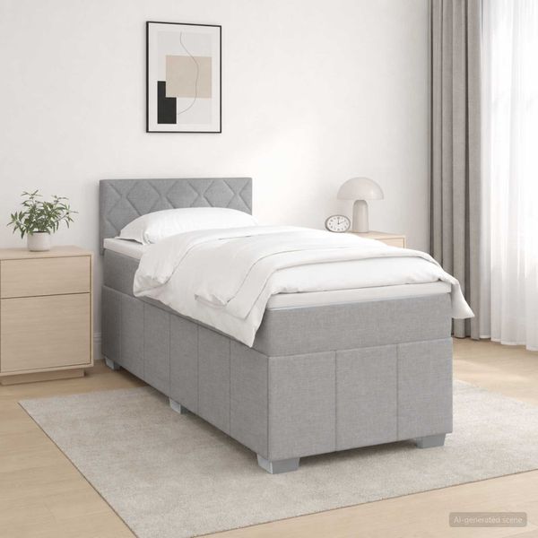vidaXL Posteľ boxspring s matracom Svetlosivá 90 x 200 cm Látka