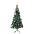vidaXL Umelý predsvietený vianočný stromček Zelená 150 cm PVC a kov