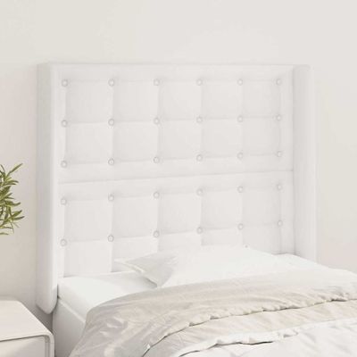 vidaXL Čelo postele so záhybmi biely 103 x 16 x 118/128 cm umelá koža
