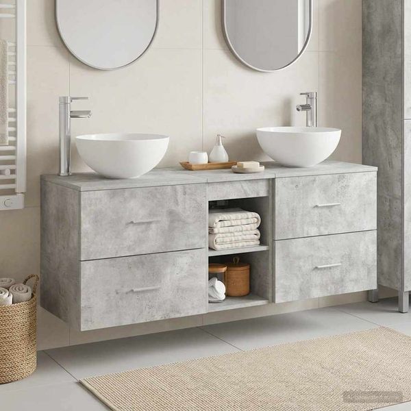 vidaXL Set kabinetov do kúpeľne 3 ks Betónovo sivá 49,5 x 35 x 63 cm