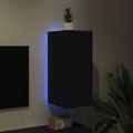vidaXL TV nástenná skrinka s LED svetlami čierna 30,5x35x70 cm