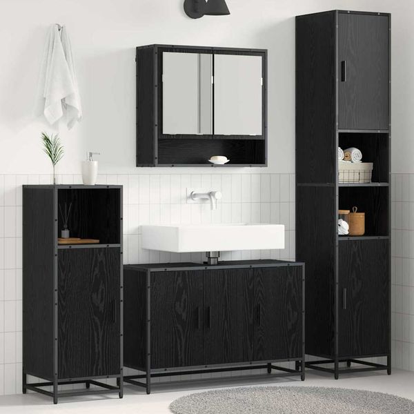 vidaXL Sada kúpeľňového nábytku 4 pcs Čierny dub Kompozitné drevo