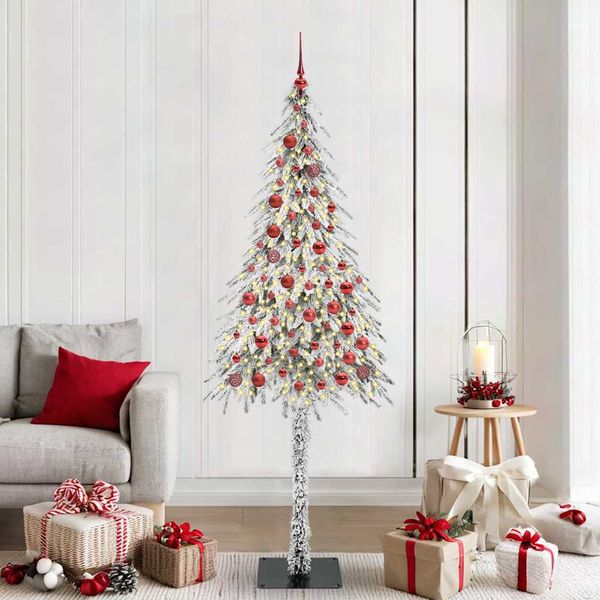 vidaXL Vianočný stromček s 300 LED-i Biela 210 cm PE a oceľ