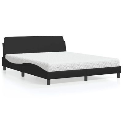 vidaXL Posteľ s matracom Dover čierna 160x200 cm umelá koža