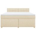 vidaXL Posteľný rám boxspring s matracom krémový 180x200 cm látka