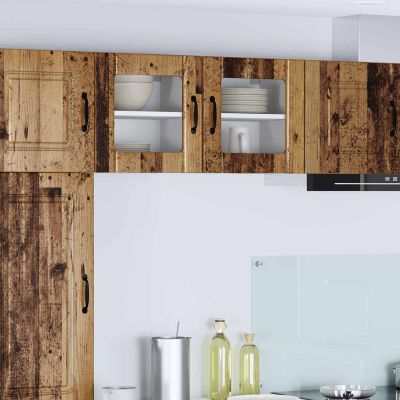 vidaXL Nástenný sklenený kabinet LUCCA 2 pcs Staré drevo