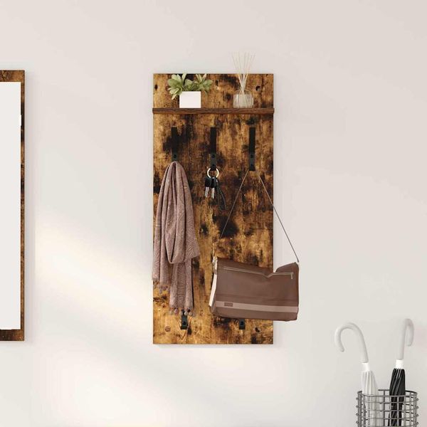vidaXL Vešiak na stenu Dymová dub 40 x 10 x 90 cm Kompozitné drevo