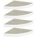 vidaXL Nástenné rohové police 4 ks dub a biele 35x35x3,8 cm MDF