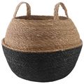 vidaXL Kvetináč s uchami Čierna Ø 45 x 36 cm 100% Morská tráva