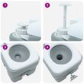 vidaXL Kempingové WC Šedý a biely 41,5 x 36,5 x 37,5 cm Polyetylén