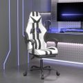 vidaXL Herná stolička s podnožkou biela a čierna umelá koža