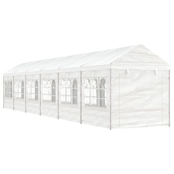 vidaXL Altánok so strechou, biely 13,38x2,28x2,69 m, polyetylén