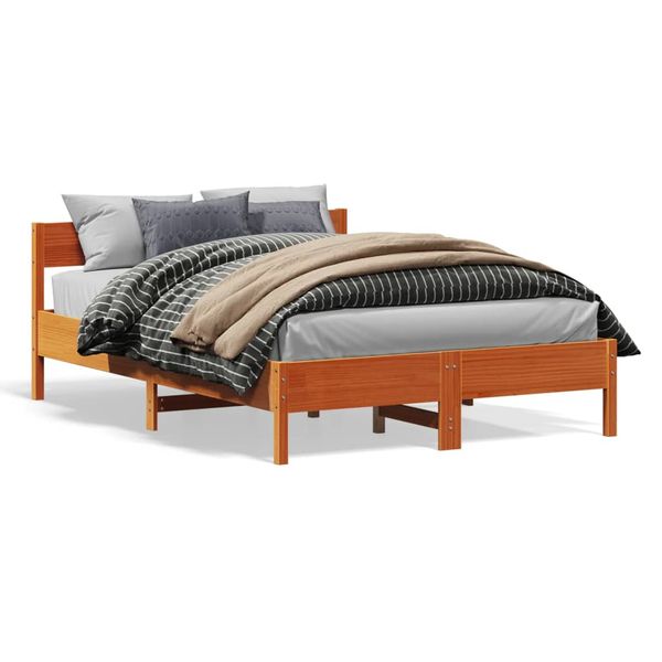 vidaXL Posteľ bez matraca voskovo hnedý 135x190 cm masívna borovica