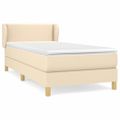vidaXL Posteľný rám boxspring s matracom krémový 90x190 cm látka